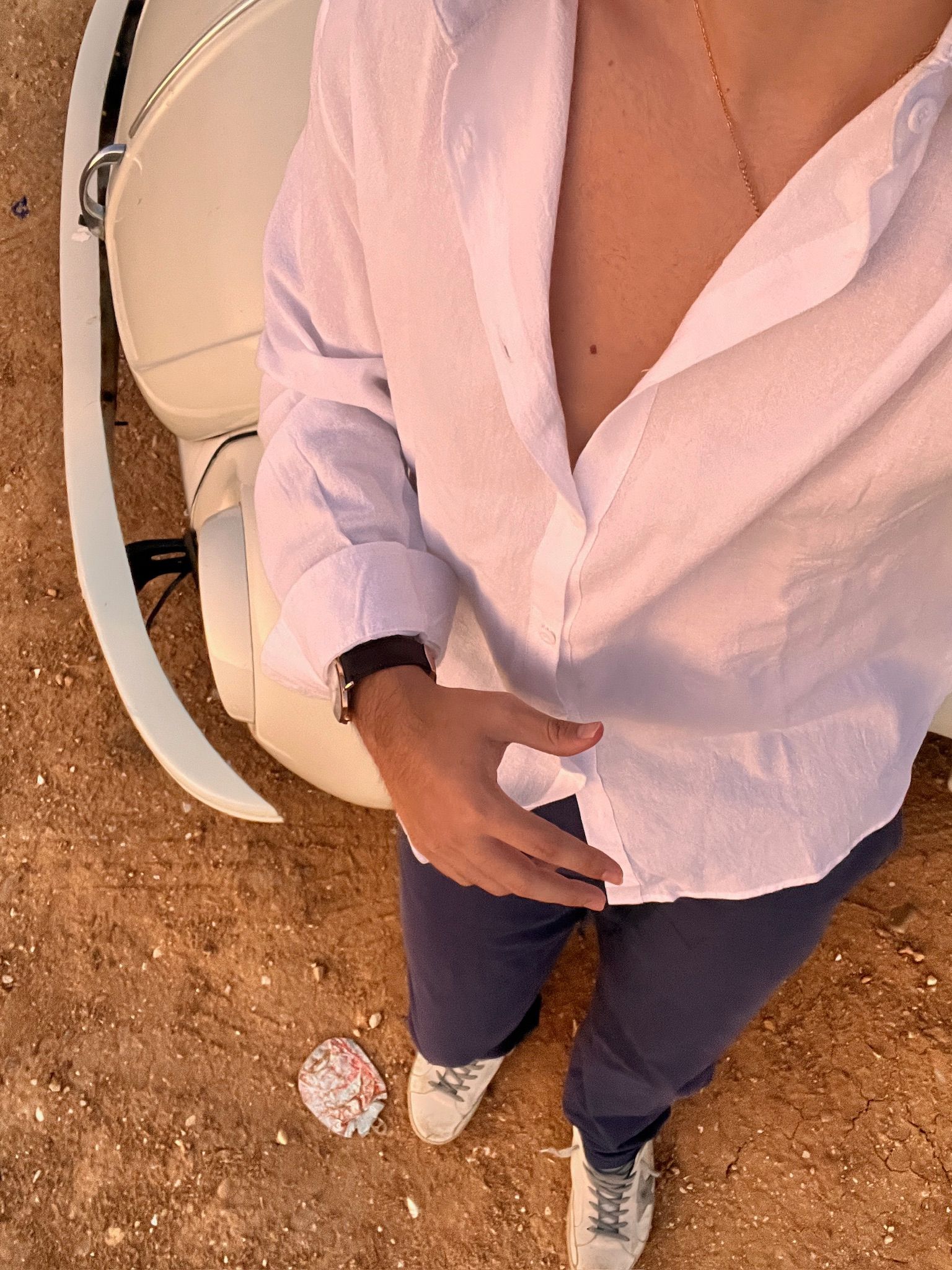 Camisa Lino Portofino Blanco marfil