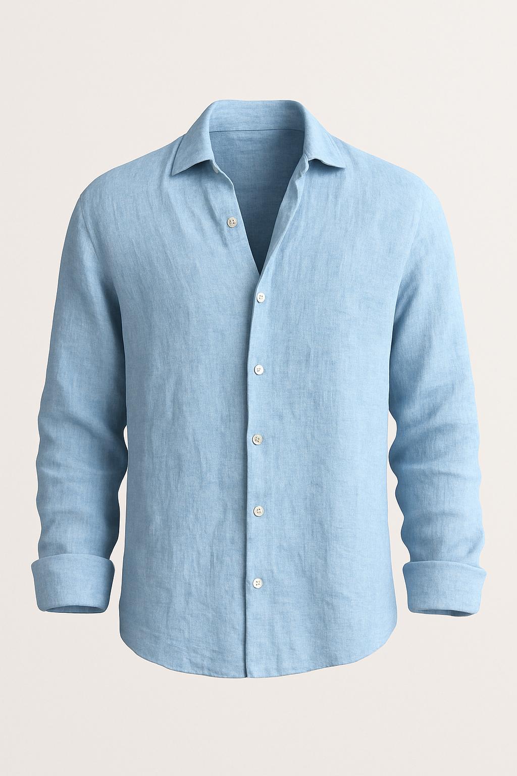 Camisa Lino Portofino Azul celeste